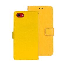 Per iPhone 16e idewei Crazy Horse Texture Custodia in pelle per telefono (giallo)