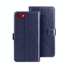 Per iPhone 16e idewei Crazy Horse Texture Custodia in pelle per telefono (blu)