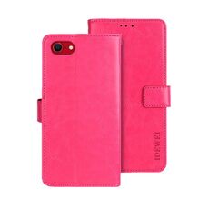 Per iPhone 16e idewei Crazy Horse Texture Custodia in pelle per telefono (rosso rosa)