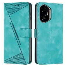 Custodia in pelle per telefono Honor 300 Dream Triangle con cordino (verde)