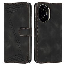 Custodia in pelle per telefono Honor 300 Dream Triangle con cordino (nero)