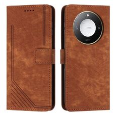 Per Honor X60 / X9c Smart Skin Feel Stripe Pattern Custodia in pelle per telefono con cordino (marrone)