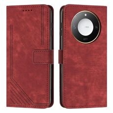 Per Honor X60 / X9c Smart Skin Feel Stripe Pattern Custodia in pelle per telefono con cordino (rosso)
