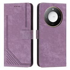 Per Honor X60 / X9c Smart Skin Feel Stripe Pattern Custodia in pelle per telefono con cordino (viola)