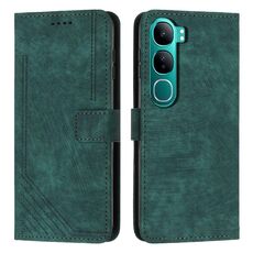 Per vivo Y300 Global / V40 Lite IDN Skin Feel Stripe Pattern Custodia in pelle per telefono con cordino (verde)