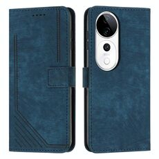 Per vivo V40 / V40 Pro / T3 Custodia per telefono in pelle con motivo a strisce Ultra Skin Feel con cordino (blu)