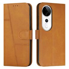 Per vivo V40 / V40 Pro / T3 Ultra Custodia per telefono in pelle con fibbia con texture di vitello con cuciture (giallo)