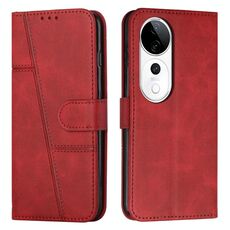 Per vivo V40 / V40 Pro / T3 Ultra Custodia per telefono in pelle con fibbia con texture di vitello con cuciture (rosso)