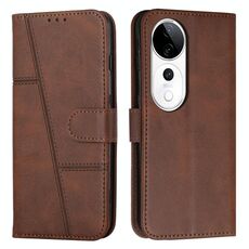 Per vivo V40 / V40 Pro / T3 Ultra Custodia per telefono in pelle con fibbia e texture in vitello con cuciture (marrone)