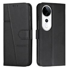 Per vivo V40 / V40 Pro / T3 Ultra Custodia per telefono in pelle con fibbia con texture di vitello con cuciture (nero)