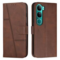Per vivo Y300 Global / V40 Lite IDN Stitching Calf Texture Fibbia Custodia per telefono in pelle (marrone)