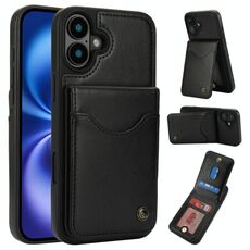 Per iPhone 16 AwQuer Vertical Flip Card Bag Holder Custodia in pelle per telefono (nero)