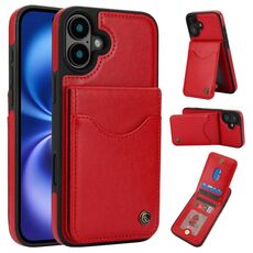 Per iPhone 16 AwQuer Vertical Flip Card Bag Holder Custodia in pelle per telefono (rosso)