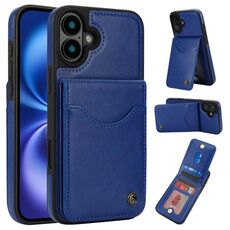 Per iPhone 16 AwQuer Vertical Flip Card Bag Holder Custodia in pelle per telefono (blu)