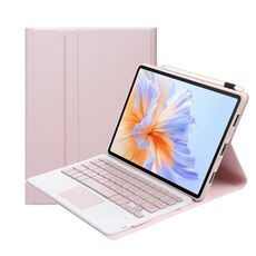 Per Honor Pad V9 AH27-A Custodia per tablet in pelle con tastiera Bluetooth staccabile ultrasottile con touchpad (rosa bianco)