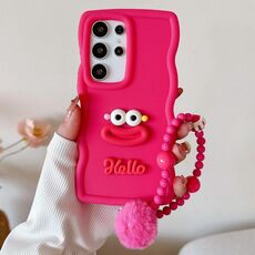 Per Samsung Galaxy S24 Ultra 5G Custodia per telefono in TPU con bocca di salsiccia con catena di perline (rosso)