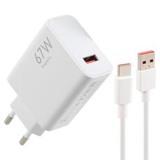 Caricabatterie rapido USB da 67 W con cavo da USB a tipo C da 1 m, tipo di spina: spina UE (bianco)