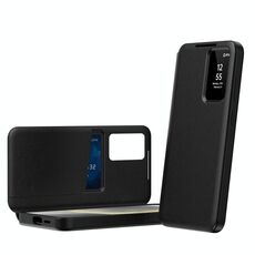 Per Samsung Galaxy S25+ 5G Smart View Window Custodia in pelle con slot per schede (nero)