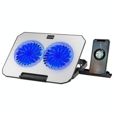 N22 Supporto per laptop regolabile con doppia porta USB, tappetino di raffreddamento portatile con supporto per telefono