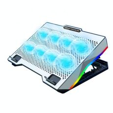S608 RGB Light 8 ventole silenziose Supporto regolabile in altezza per laptop con supporto per telefono