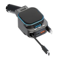 BC97 Caricabatteria per auto con doppio cavo retrattile Lettore MP3 Bluetooth per automobile