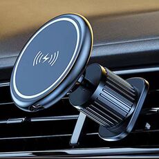 Supporto per telefono con ricarica wireless magnetica per auto da 15 W, base in lega, specifiche: uscita aria nera
