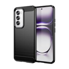 Per OPPO Reno12 Pro Custodia per telefono in TPU con texture spazzolata in fibra di carbonio globale (nero)