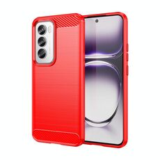 Per OPPO Reno12 Pro Custodia per telefono in TPU con texture spazzolata in fibra di carbonio globale (rosso)