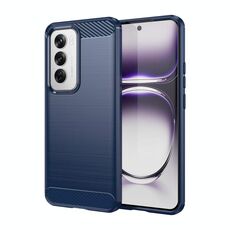 Per OPPO Reno12 Custodia per telefono in TPU con texture spazzolata in fibra di carbonio globale (blu)