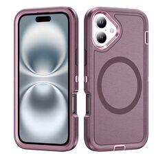 Per iPhone 16 Plus Life Custodia magnetica per telefono MagSafe impermeabile e robusta (viola+rosa)