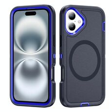 Per iPhone 16 Life Custodia magnetica impermeabile e robusta MagSafe per telefono (blu scuro + blu reale)