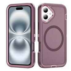 Per iPhone 16 Life Custodia magnetica impermeabile e robusta MagSafe per telefono (viola+rosa)