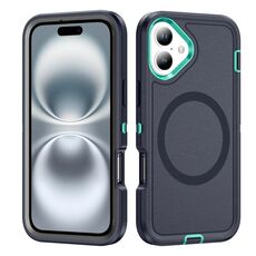 Per iPhone 16 Life Custodia magnetica impermeabile e robusta MagSafe per telefono (blu scuro + azzurro)