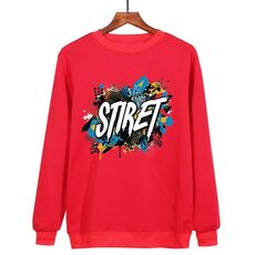 Felpa girocollo casual larga con stampa alfabeto, stampa su richiesta, taglia: XS (rosso)