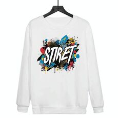 Felpa girocollo casual larga con stampa alfabeto, stampa su richiesta, taglia: XL (bianco)