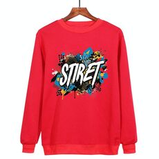 Felpa girocollo casual larga con stampa alfabeto, stampa su richiesta, taglia: XXXL (rosso)