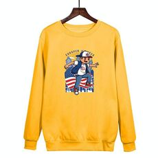 Felpa con scollo rotondo casual e larga stampata per ragazzo, stampa su richiesta, taglia: XS (giallo)