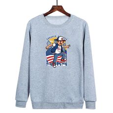 Felpa con scollo rotondo casual e larga stampata per ragazzo, stampa su richiesta, taglia: XS (grigio)