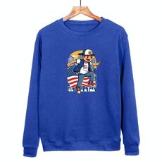 Felpa con scollo rotondo casual e larga stampata per ragazzo, stampa su richiesta, taglia: XS (blu)
