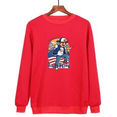 Felpa con scollo rotondo casual e larga stampata per ragazzo, stampa su richiesta, taglia: XL (rosso)