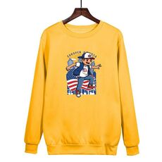 Felpa con scollo rotondo casual e larga stampata per ragazzo, stampa su richiesta, taglia: XL (giallo)