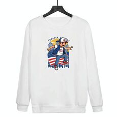 Felpa con scollo rotondo casual e larga stampata per ragazzo, stampa su richiesta, taglia: XXXL (bianco)