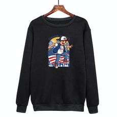 Felpa con scollo rotondo casual e larga stampata per ragazzo, stampa su richiesta, taglia: XXXL (nero)