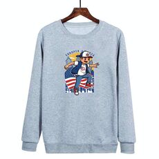 Felpa con scollo rotondo casual e larga stampata per ragazzo, stampa su richiesta, taglia: XXXL (grigio)