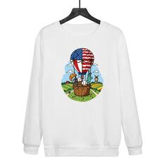 Felpa girocollo casual larga con stampa a palloncino, stampa su richiesta, taglia: XS (bianco)