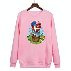 Felpa girocollo casual larga con stampa a palloncino, stampa su richiesta, taglia: XS (rosa)
