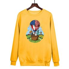 Felpa girocollo casual larga con stampa a palloncino, stampa su richiesta, taglia: XS (giallo)