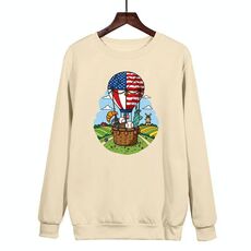Felpa girocollo casual larga con stampa a palloncino, stampa su richiesta, taglia: XS (cachi)