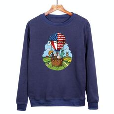 Felpa girocollo casual larga con stampa a palloncino, stampa su richiesta, taglia: M (blu navy)