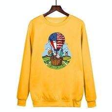 Felpa girocollo casual larga con stampa a palloncino, stampa su richiesta, taglia: XL (giallo)